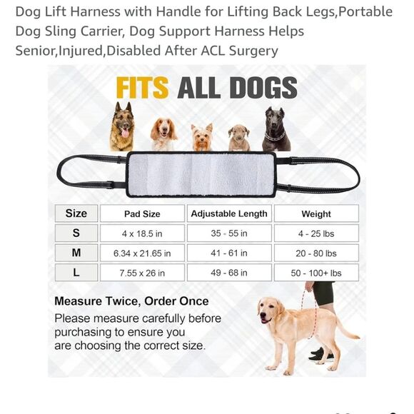 Beautyzoo Large Tan Plaid Dog Sling Harness 50-100 lbs NWT Easy Pet Carry - Picture 6 of 6